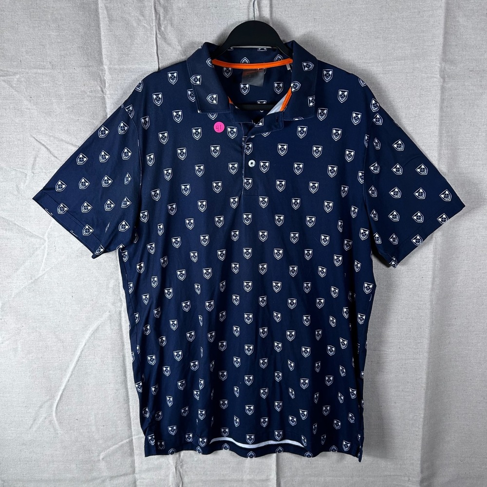 Puma X Skull Cat Collection Print Golf Polo Shirt Navy Blue Short Sleeve M - Picture 1 of 7